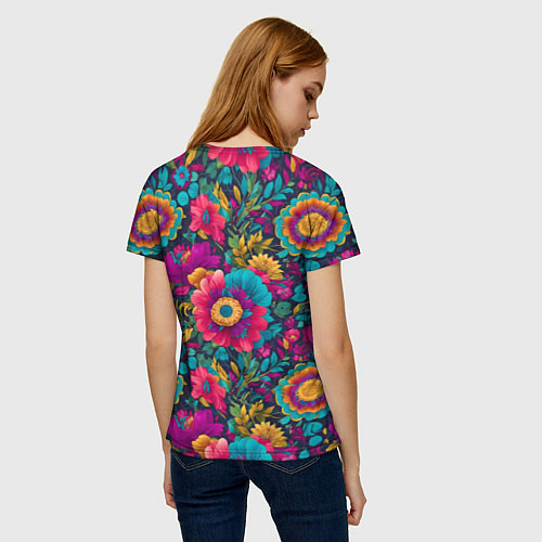 Женская футболка Цветочный микс / 3D-принт – фото 4