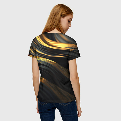 Женская футболка Золотистые волны / 3D-принт – фото 4