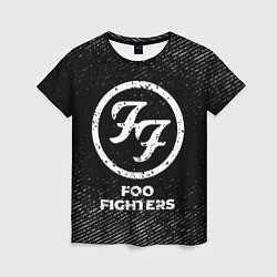 Женская футболка Foo Fighters с потертостями на темном фоне