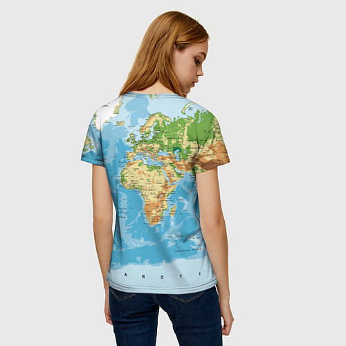 Женская футболка Атлас мира / 3D-принт – фото 4
