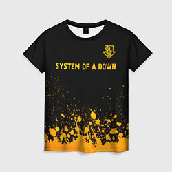 Футболка женская System of a Down - gold gradient: символ сверху, цвет: 3D-принт