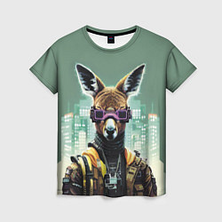 Женская футболка Cool kangaroo - cyberpunk