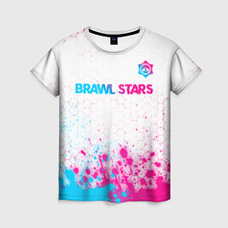 Женская футболка Brawl Stars neon gradient style: символ сверху
