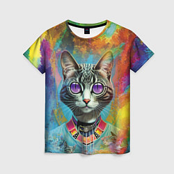Женская футболка Cat fashionista - neural network