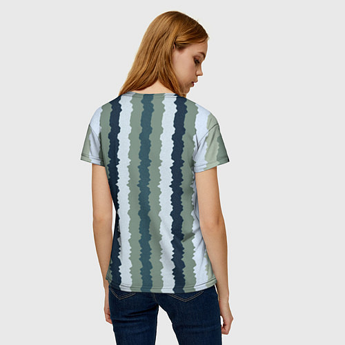 Женская футболка Широкие полосы тёмно-зелёный / 3D-принт – фото 4