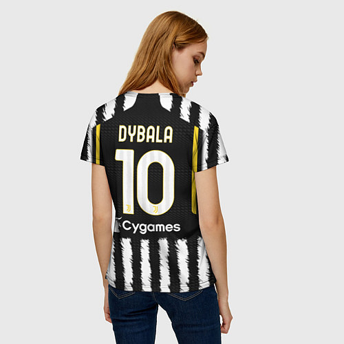 Женская футболка Пауло Дибала Ювентус форма 2324 домашняя / 3D-принт – фото 4