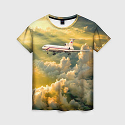 Женская футболка Ту-154 Полет в закате