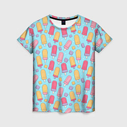 Женская футболка Разноцветные эскимо, паттерн