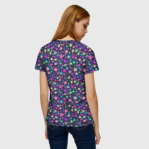 Женская футболка Яркие звезды паттерн / 3D-принт – фото 4