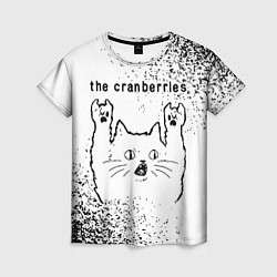 Женская футболка The Cranberries рок кот на светлом фоне