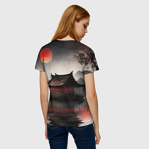 Женская футболка Домик на озере / 3D-принт – фото 4