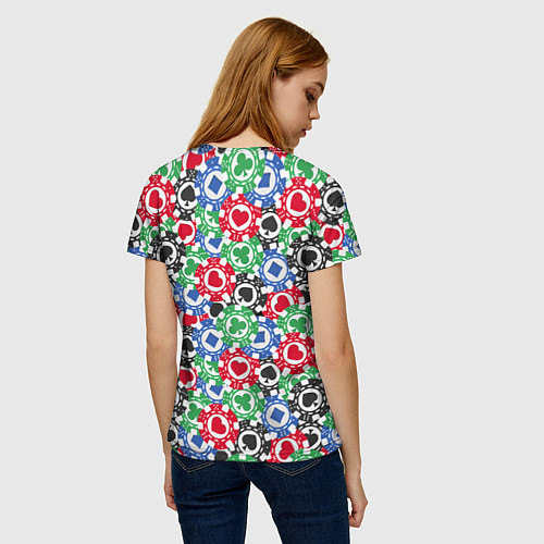 Женская футболка Фишки, Ставки, Покер / 3D-принт – фото 4