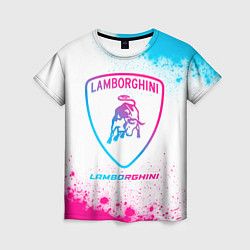 Женская футболка Lamborghini neon gradient style