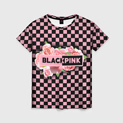 Женская футболка Blackpink logo roses