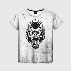 Женская футболка Черно-белая разозленная горилла