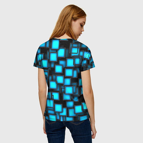 Женская футболка Геометрия - синие квадраты / 3D-принт – фото 4