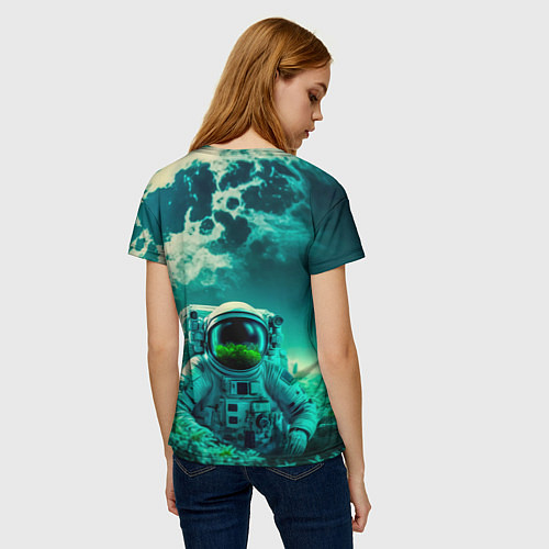 Женская футболка Астронавт на зеленой планете / 3D-принт – фото 4