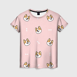 Женская футболка Pink corgi