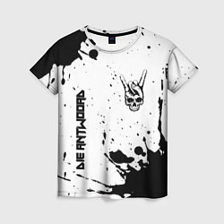 Женская футболка Die Antwoord и рок символ на светлом фоне