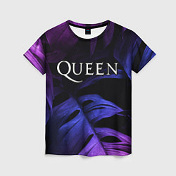 Женская футболка Queen neon monstera