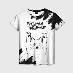 Женская футболка My Chemical Romance рок кот на светлом фоне