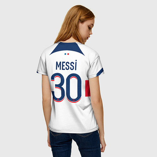 Женская футболка Лионель Месси форма ПСЖ 2324 гостевая / 3D-принт – фото 4
