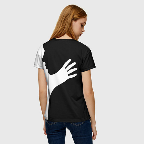 Женская футболка Чёрно-белый рисунок / 3D-принт – фото 4