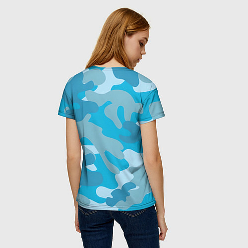 Женская футболка Камуфляж военный синий / 3D-принт – фото 4