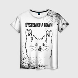 Женская футболка System of a Down рок кот на светлом фоне