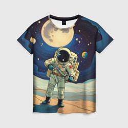 Женская футболка Космонавт в ледяной пустыне