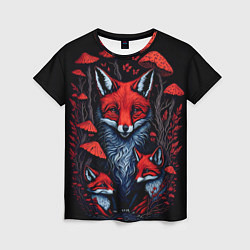 Женская футболка Красный лис и грибы