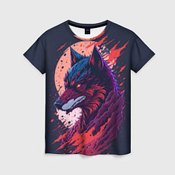 Женская футболка Нейросетевой волк