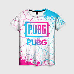 Женская футболка PUBG neon gradient style