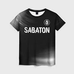 Женская футболка Sabaton glitch на темном фоне: символ сверху