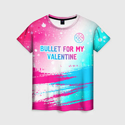 Футболка женская Bullet For My Valentine neon gradient style: симво, цвет: 3D-принт