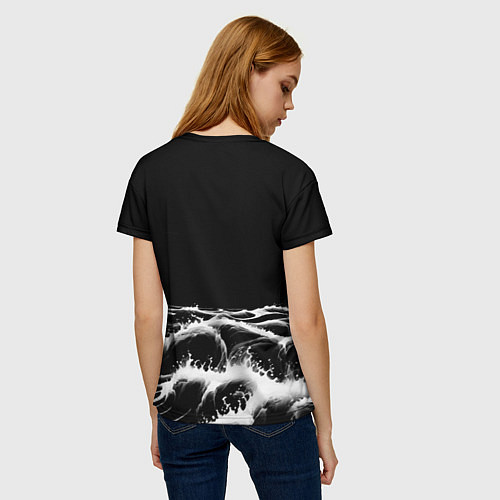 Женская футболка Черные бущующие волны / 3D-принт – фото 4