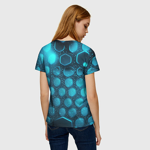 Женская футболка Неоновые светящиеся плитки / 3D-принт – фото 4