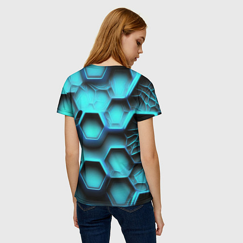 Женская футболка Броня из неоновых плит / 3D-принт – фото 4