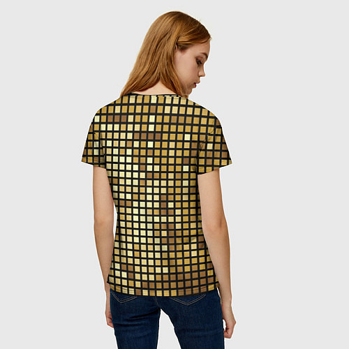 Женская футболка Золотая мозаика, поверхность диско шара / 3D-принт – фото 4