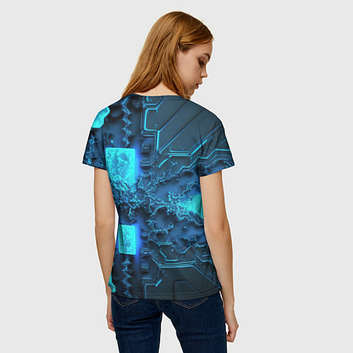 Женская футболка Неоновые плиты из льда / 3D-принт – фото 4