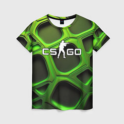 Женская футболка CS GO объемные зеленые соты