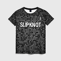 Женская футболка Slipknot glitch на темном фоне: символ сверху