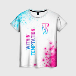 Женская футболка Within Temptation neon gradient style: надпись, си