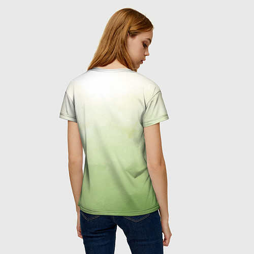 Женская футболка Абстрактный лаймовый акварельный фон / 3D-принт – фото 4