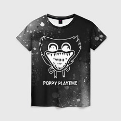 Женская футболка Poppy Playtime glitch на темном фоне