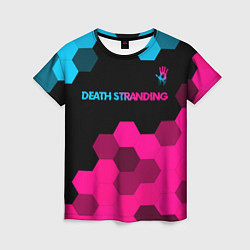 Женская футболка Death Stranding - neon gradient: символ сверху