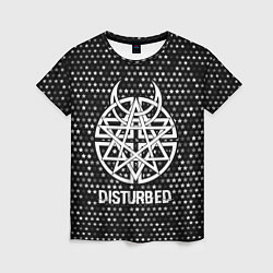 Женская футболка Disturbed glitch на темном фоне