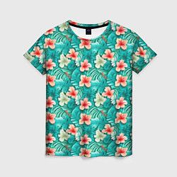 Женская футболка Летние цветочки паттерн
