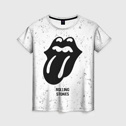 Женская футболка Rolling Stones glitch на светлом фоне