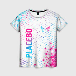 Женская футболка Placebo neon gradient style: надпись, символ